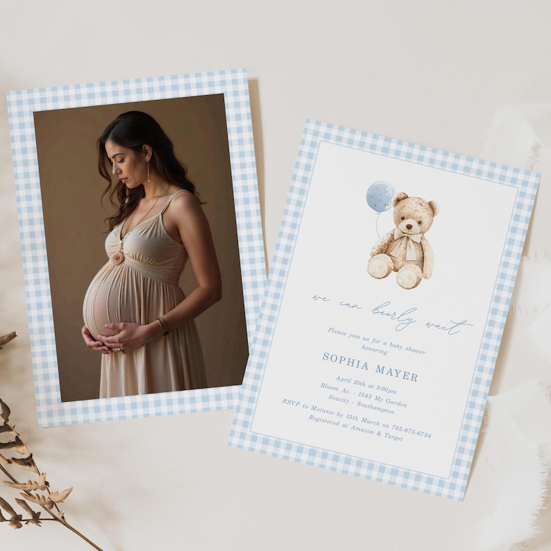 Bearly Wait Teddy Bear Baby Shower Boy Invitation Template, Digital Download Printable Baby Shower Invitation on Etsy - Image 2