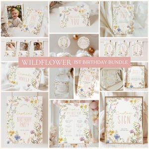 Editable Wildflower Birthday Package Template – Digital Download with Watercolor Floral Design in Pastel Botanical Style F-000