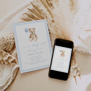 Bearly Wait Teddy Bear Baby Shower Boy Invitation Template, Digital Download Printable Baby Shower Invitation on Etsy - Image 4