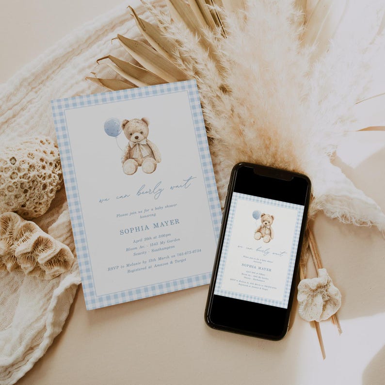 Bearly Wait Teddy Bear Baby Shower Boy Invitation Template, Digital Download Printable Baby Shower Invitation on Etsy - Image 4