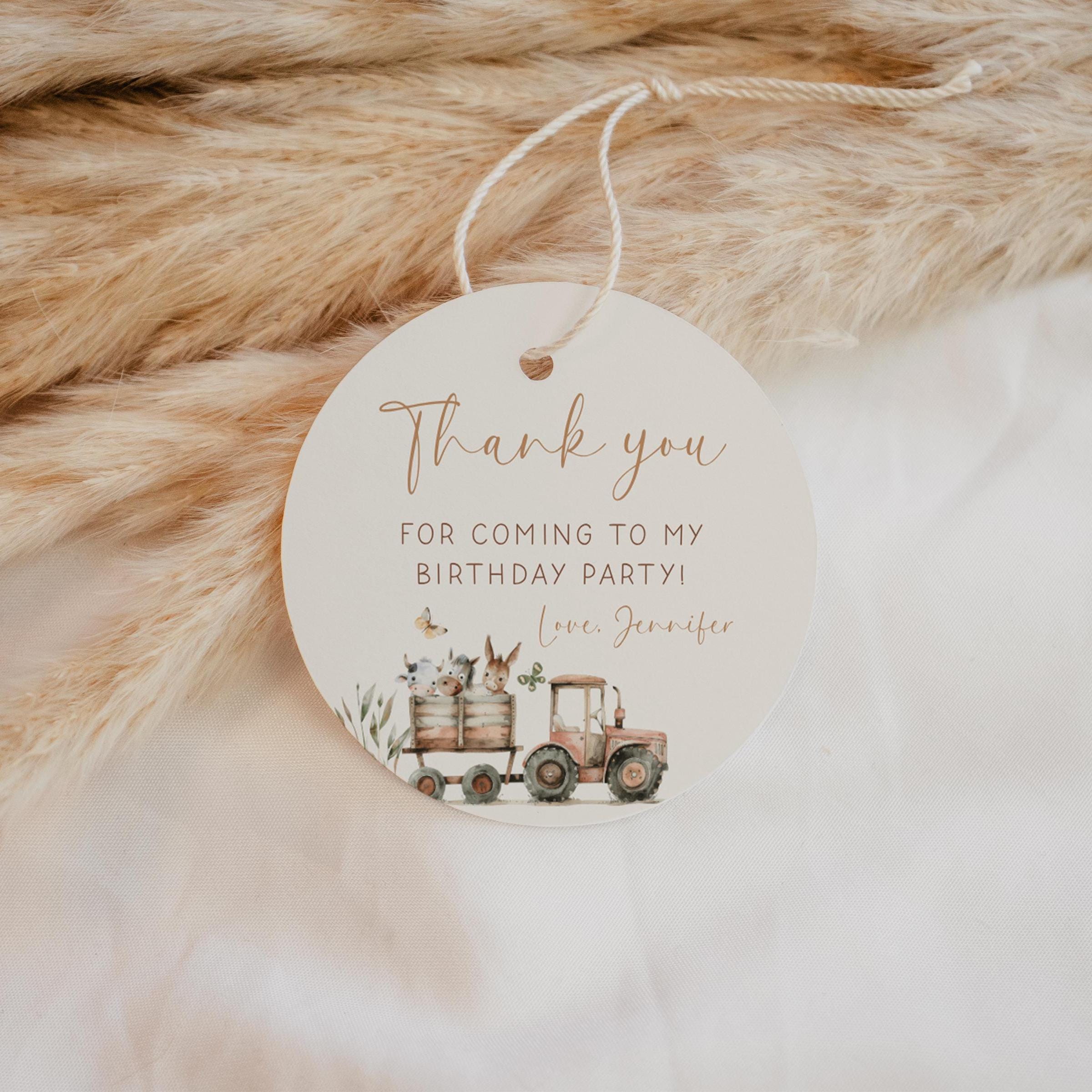 Farm Birthday Favor Tag Template, Barnyard Round Thank You Tag (digital ...