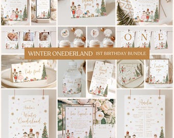 Nutcracker Ballet Christmas 1st Birthday Package Template, Winter Onederland Instant Download Bundle N-2018