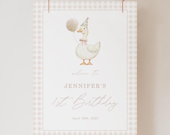 Goose Birthday Welcome Sign Template, Neutral Party Decor (Digital Download)
