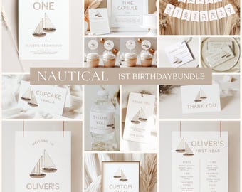 Nautical 1st Birthday Party Bundle, Sailing Theme (Digital Download)