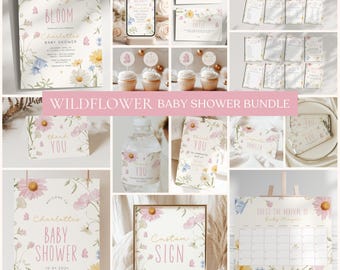 Editable Baby in Bloom Baby Shower Bundle, Wildflower Theme (Digital Download)