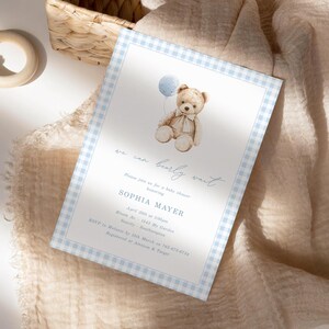 Bearly Wait Teddy Bear Baby Shower Boy Invitation Template, Digital Download Printable Baby Shower Invitation on Etsy - Image 3