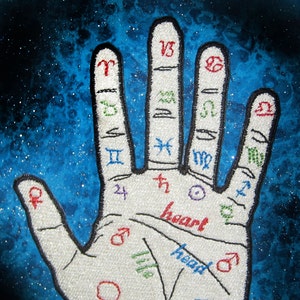 Palmistry Palmiry Lettura delle palme fortuna dicendo ferro su patch