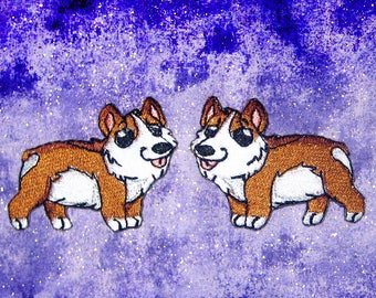 Kawaii Corgi welsh Pembroke Corgi Pair Iron on Patch