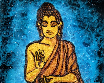 Lovely Peaceful Golden Zen Buddha  Iron on Patch or Sew on Patch Applique