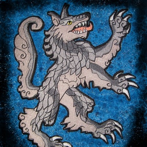 Gigante Rampant Wolf Heraldic Heraldry Iron en Parche Muchas Opciones de Color