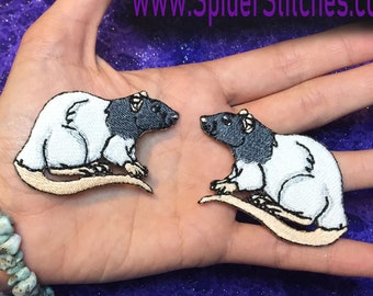 Black Hooded Rat ratty pair Iron on Patch small shoe patch patches