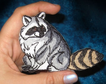 Embroidered Raccoon Coon Iron On Patch