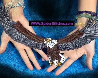 Amerikaanse Bald Eagle Flying Bird Iron op Patch Grote jas terug
