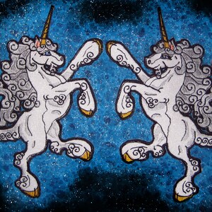 Silber Rampant Einhorn Aufnäher zum aufbügeln