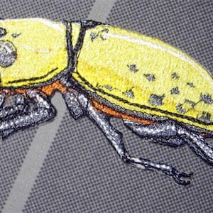 Gold Hercules Rhino Rhinoceros  Scarab Beetle &quot; Dynastes tityus &quot; Steam Punk  Iron on Patch