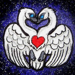 Self Love 2 Headed Swan Sigil Crest Heraldic Heraldry  Iron on Patch