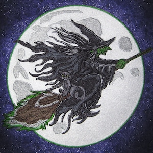 Huge Halloween Moonlight Witch Flight  jacket back  Iron on Patch