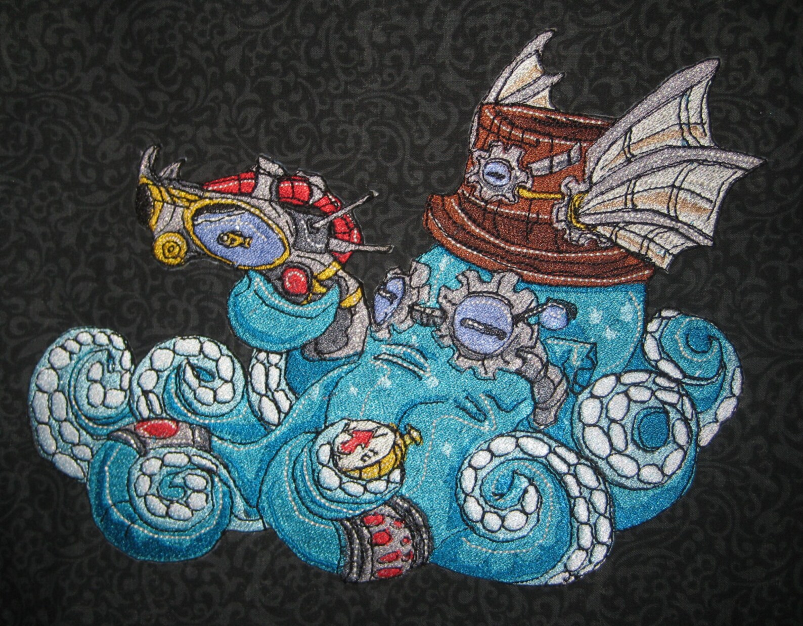 Octopus Steamroller Giant Octopus Steam Punk Navigator Jacket Back Iron on Patch - Etsy