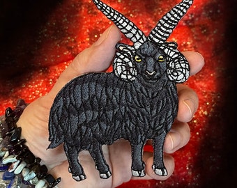 Wicked Black 4 Horn Widder Schaf Aufnäher Bügelbild Metal Goth Punk Patches