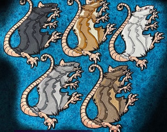 Rampant Rat Heraldic Iron-on Patch: Many Colors, Embroidered Applique