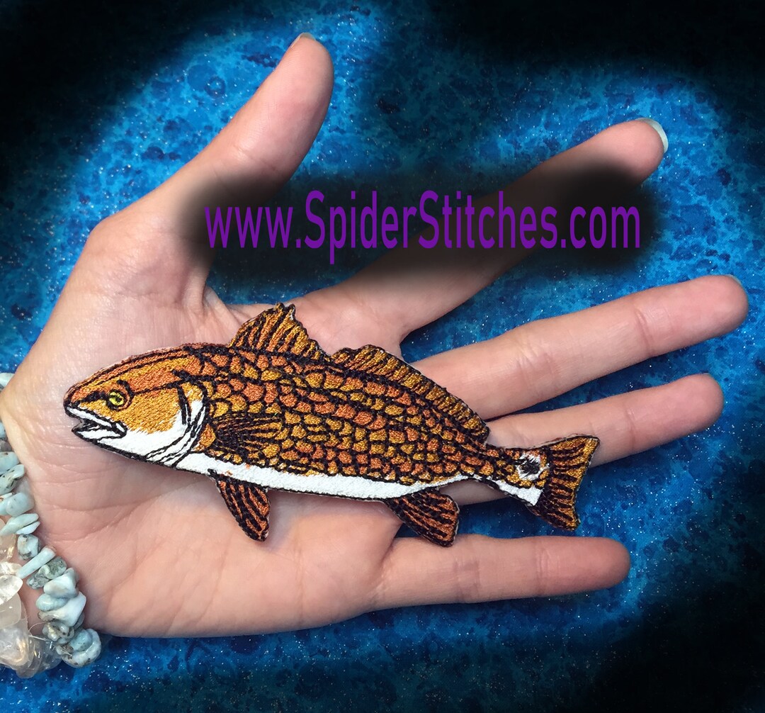 Red Drum Fish Sciaenops Ocellatus Iron on Patch Redfish Channel Bass