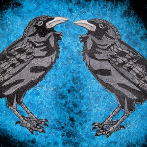 Awesome Huge Raven Crow Black Bird  Iron ON Patch 100% embroidery