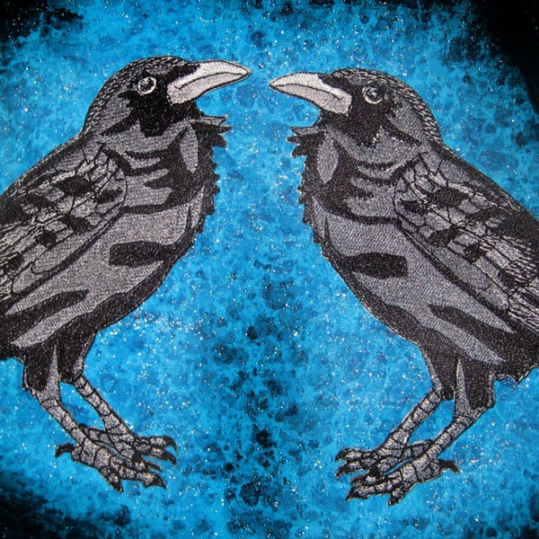 Awesome Huge Raven Crow Black Bird  Iron ON Patch 100% embroidery