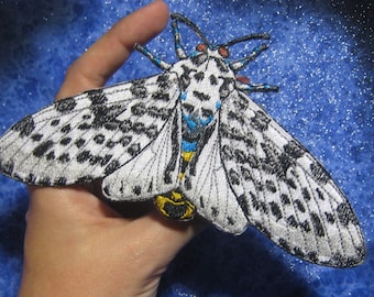 Giant Leopard Moth Eyed Tiger Moth Hypercompe scribonia Iron on Patch