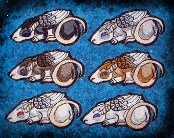 Winged Flying Rat Angel Iron on Patch sew on applique