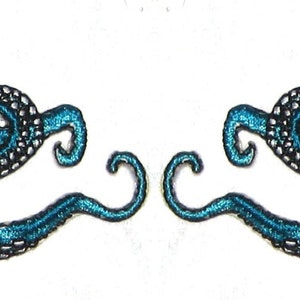 Small  Pair Octopus Iron on Patch in Teal