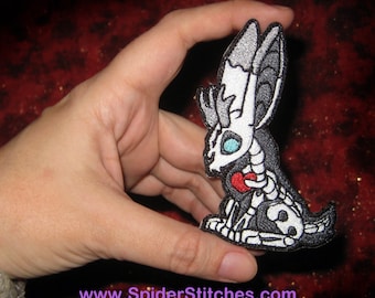 Skeletal Jackalope Jack Rabbit Bunny Skeleton Bone  Iron on Patch Sew Applique