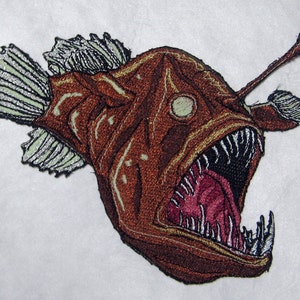 Glowing Deep Sea Angler Fish Anglerfish Black Sea Devi Melanocetus johnsonii Iron on Patch image 3