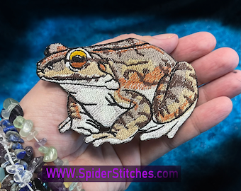 Mountain Chicken Frog Iron-On Patch: Caribbean Amphibian