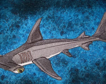 Great Hammerhead Shark Sphyrna mokarran Iron on Patch
