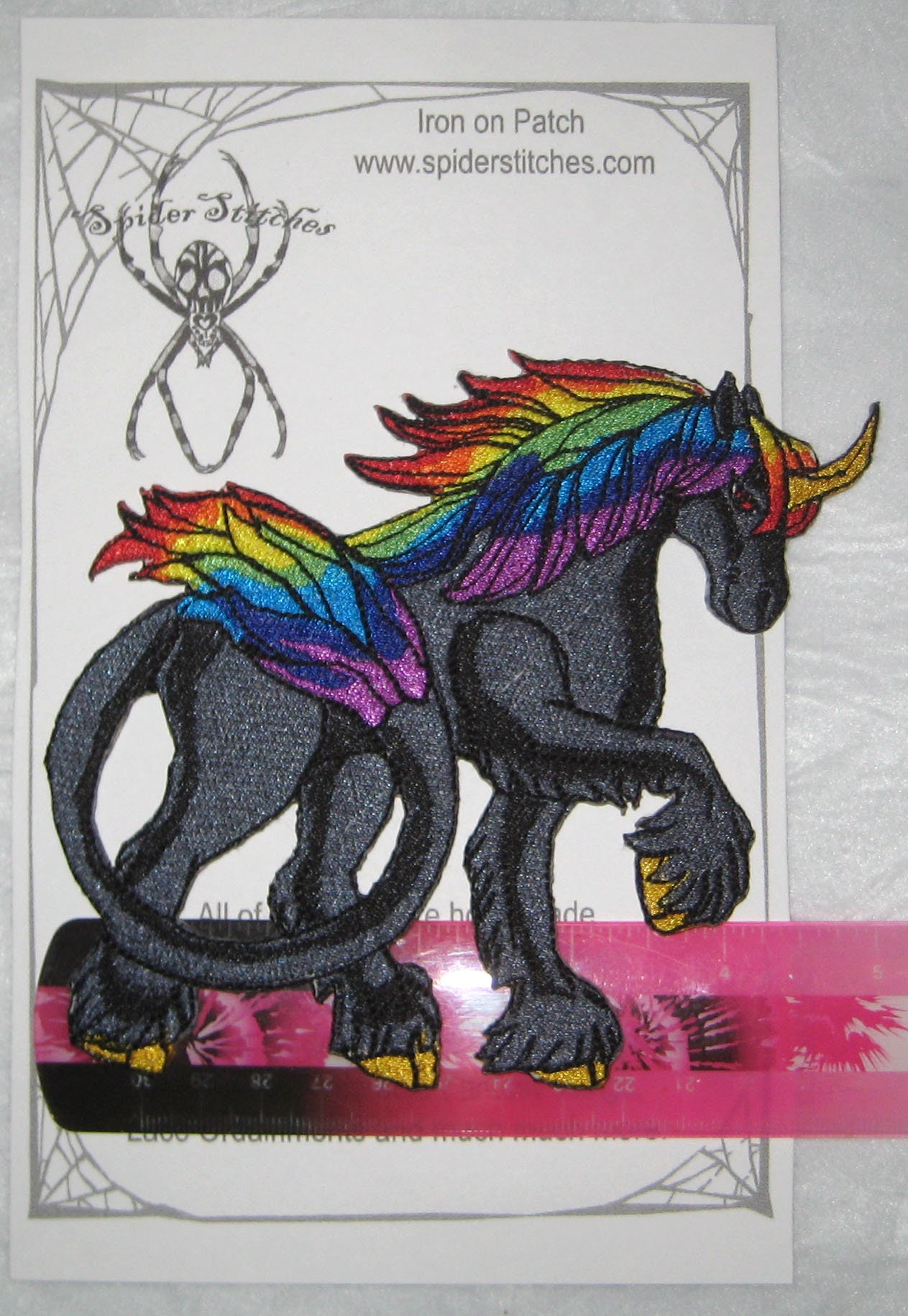 Proud Rainbow Unicorn Black Iron on Patch Pride 