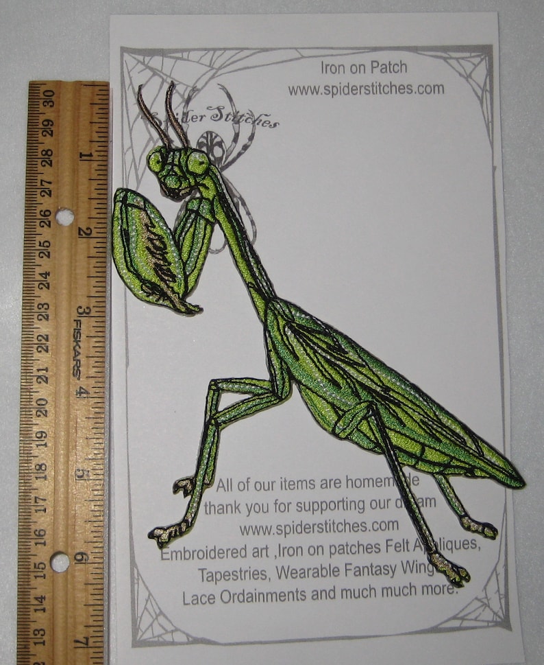 Chinese praying mantis Tenodera sinensis Iron on Patch Insect patch