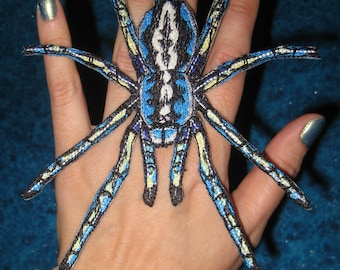 Epic Poecilotheria Metallica Tarantula Gooty Sapphire Ornamental Tree Spider Blue Iron on Patch