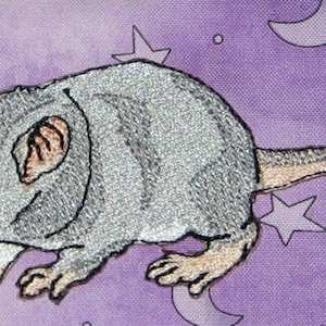 Fancy Silver Blue Baby Rat Pup Hopper Self  Rat Steam Punk  Iron on Patch