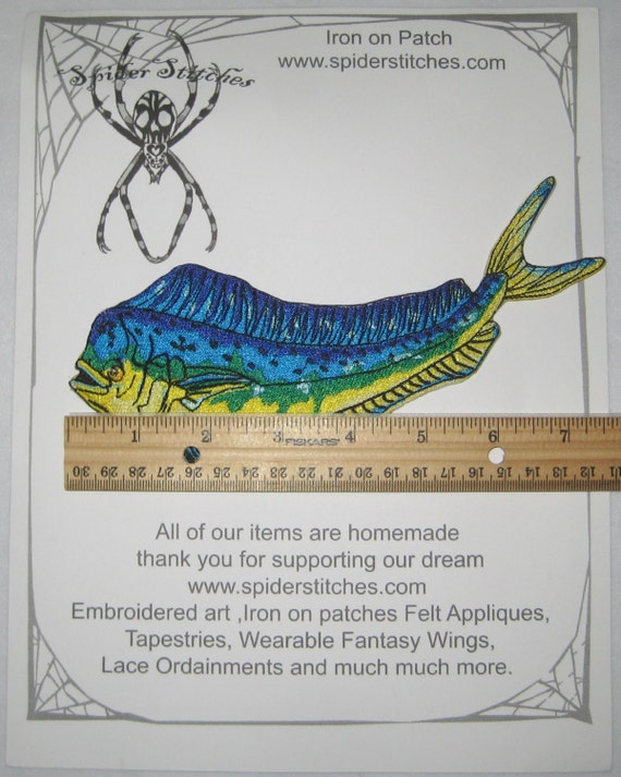 R Fishing Embroidered Iron On Patch Sportsfishing Dorado L Mahi Mahi