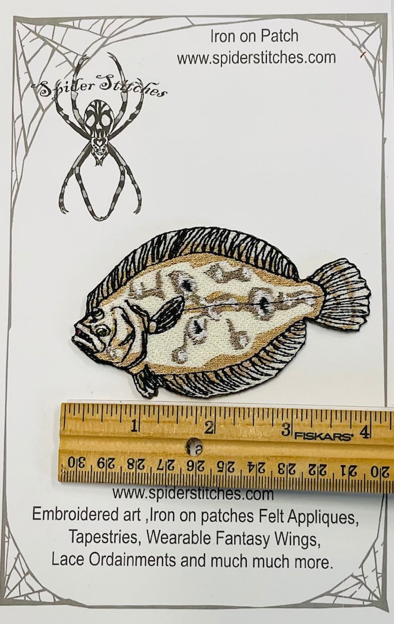 Sand Gulf Flounder Fish Iron on Patch Paralichthys Albigutta -  Israel