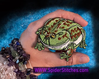 Green Wednesday Frog Budgett's frog hippo frogs budget  Iron on Patch Lepidobatrachus laevis Amphibian