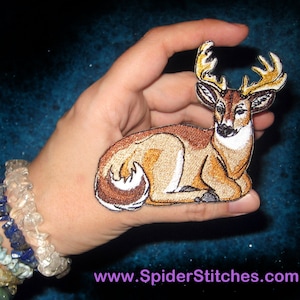Resting Buck White Tailed Deer Iron on Patch
