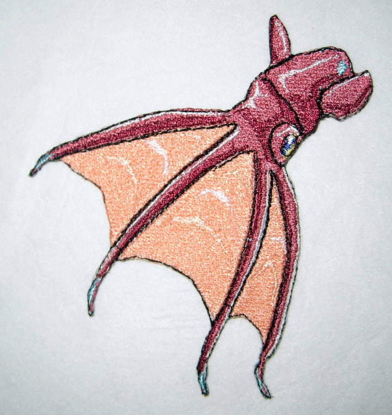 The Lovely Vampire Squid from Hell Vampyroteuthis infernalis Steam Punk Iron on Patch