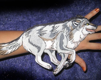 RIESIGE Lauf Holz grau Wolf Eisen auf Patch Farboptionen grau weiß und schwarz