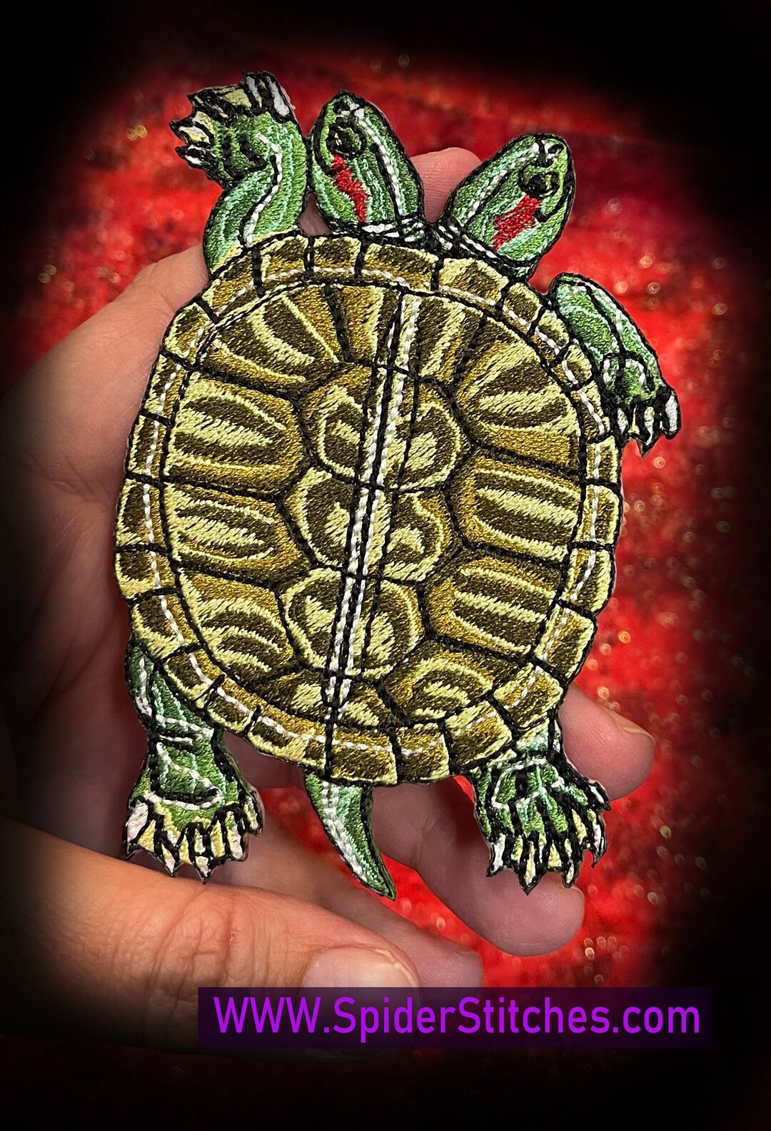 Two-headed Turtle Iron-on Patch: Red-eared Slider Embroidered Applique ...