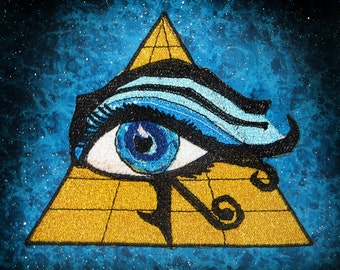 Eye of Ra Iron on Patch 100 percent embroidery Applique  Egyptology Egyptian God All Seeing Eye