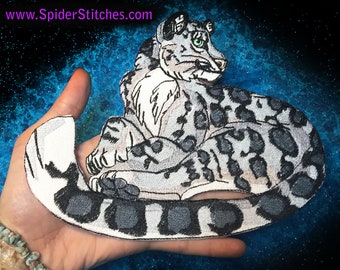 Lovely Snow Leopard Big Cat Iron on Patch Panthera uncia