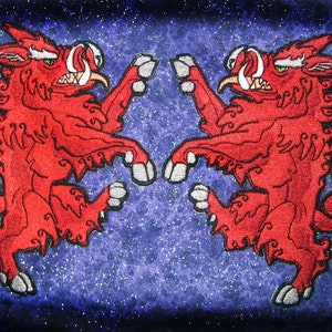 HUGE Rampant Boar Heraldic Heraldry  Iron on Patch