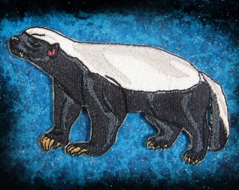 Honey Badger Mellivora capensis Iron on Patch ready to ship