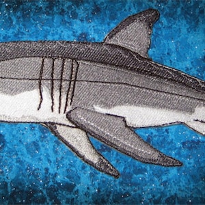 Awesome Great White Shark &quot;Carcharodon carcharias&quot;  Iron on Patch ready to ship This is my  original design often imitated!